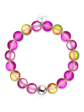 NOGU Rose Petal Silver Mermaid Glass Statement Bracelet